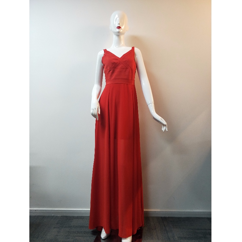 LADIES 'RED BANDAGE LONGLINE DRESS JLWD0041