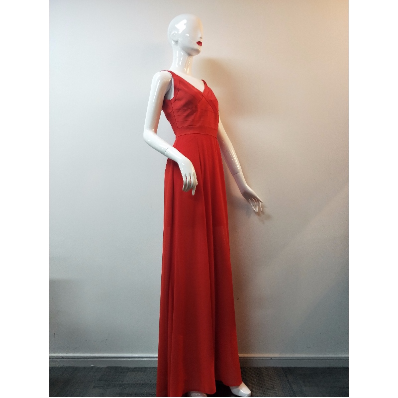 LADIES 'RED BANDAGE LONGLINE DRESS JLWD0041