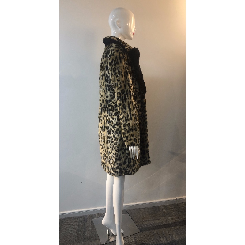 السيدات ليوبارد طباعة معطف الفرو RLWF0028