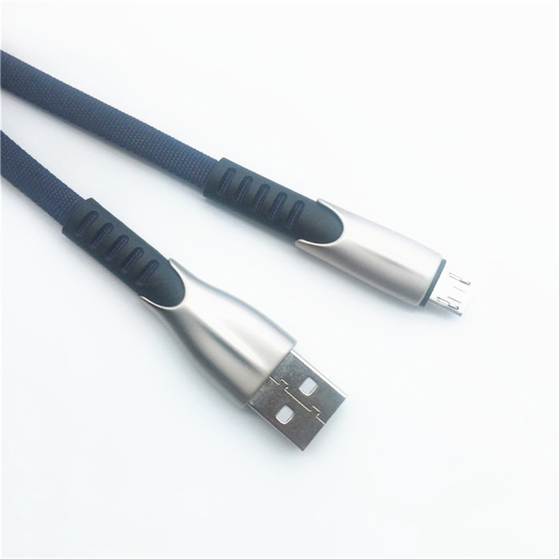 KPS-1001CB مايكرو مخصص المحمولة 1M 2A سبائك الزنك القماش النسيج كابل USB الصغير