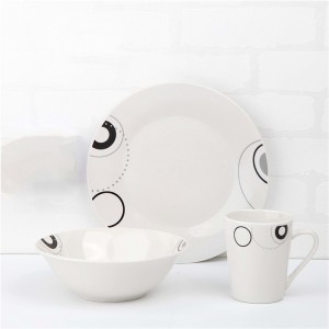 أدوات المائدة الخزفية - 12 قطعة عشاء الخزف مع مجموعة قطع صائق