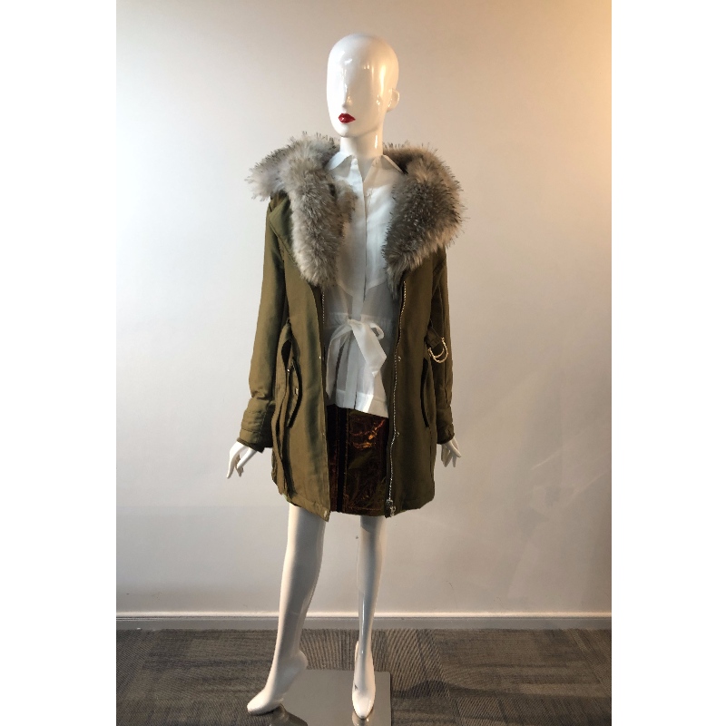 سيدات خاكي FUR-COLLAR COAT RLWPC0033