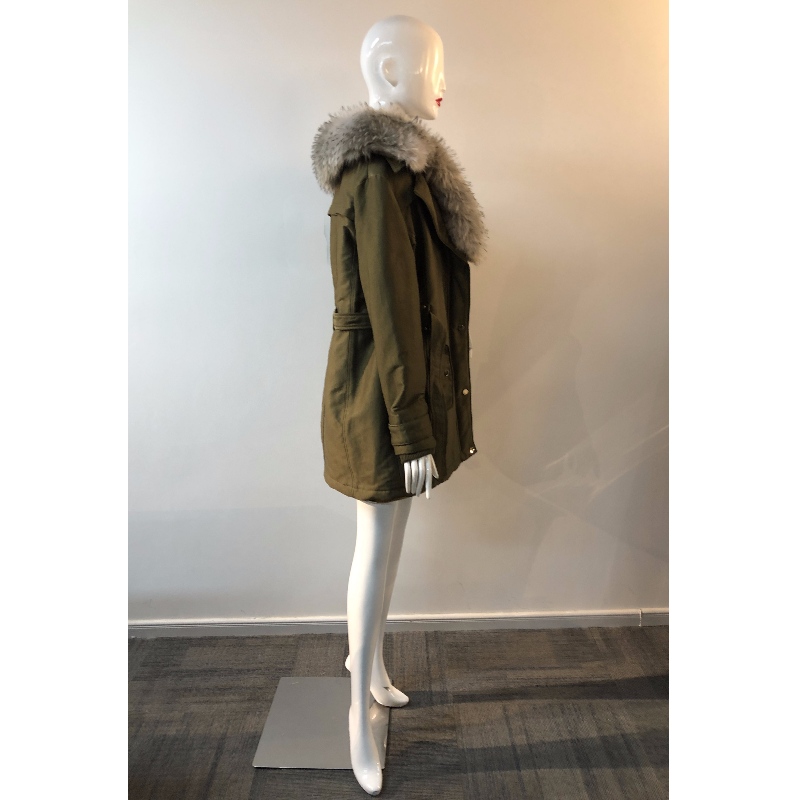 سيدات خاكي FUR-COLLAR COAT RLWPC0033