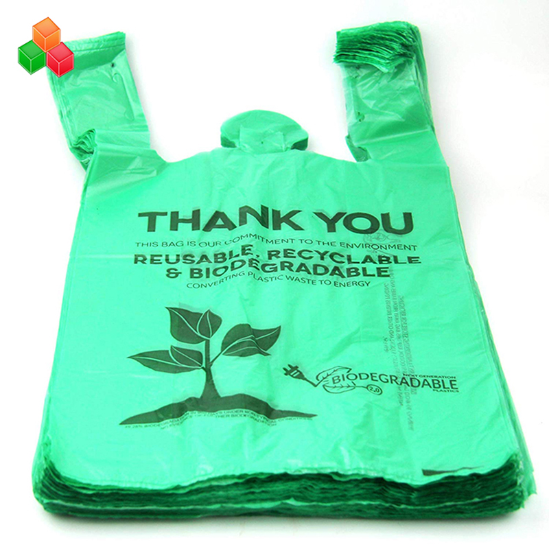 تعزيز شعار مخصص ملون غير سامة 100 ٪ قابلة للتحلل قابلة للتحلل بي + D2W القمامة البلاستيكية ترفض لفة حقيبة تسوق