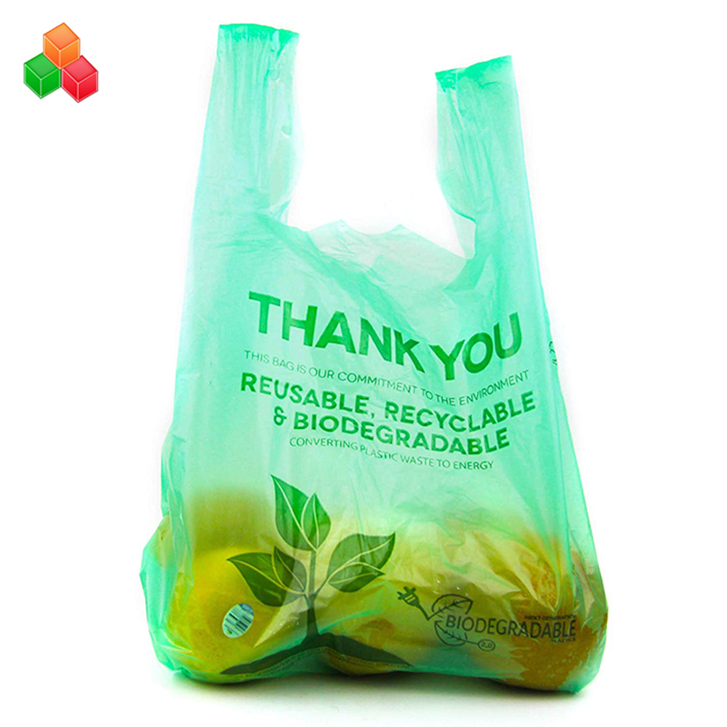تعزيز شعار مخصص ملون غير سامة 100 ٪ قابلة للتحلل قابلة للتحلل بي + D2W القمامة البلاستيكية ترفض لفة حقيبة تسوق