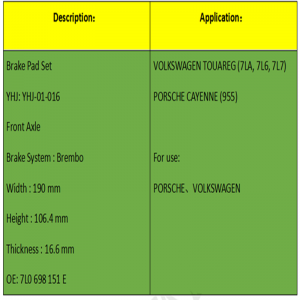 وسادات الفرامل (OE: 7L0698151E)