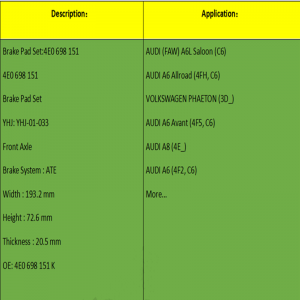 وسادات الفرامل (OE: 4E0698151K)