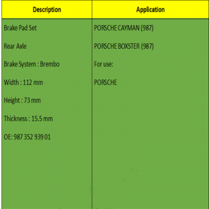 وسادات الفرامل (OE: 987 352 939 01)