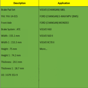 وسادات الفرامل (OE: 3 079 353-9)