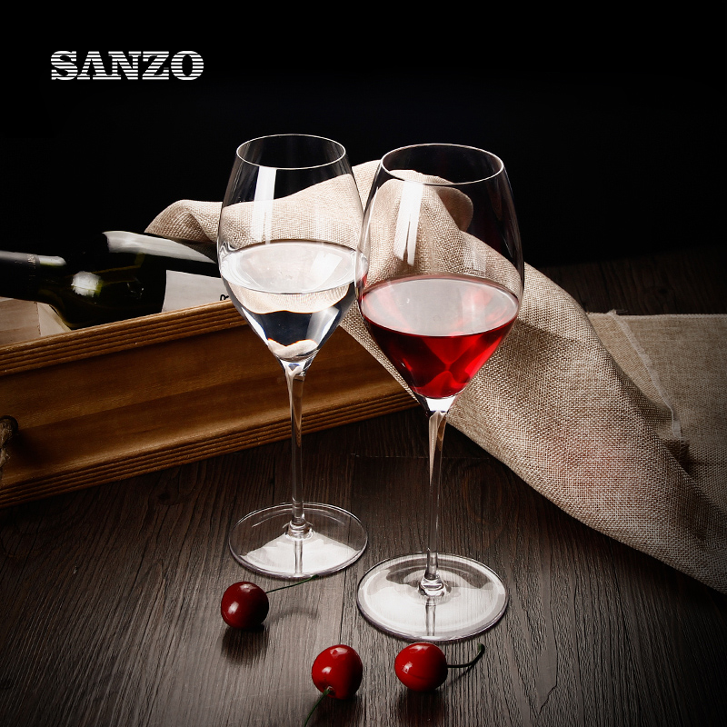 SANZO مجموعة النبيذ الزجاج الملون الأسود اليدوية الرصاص كريستال مائل نظارات الفم طويل القامة زهرية الشكل