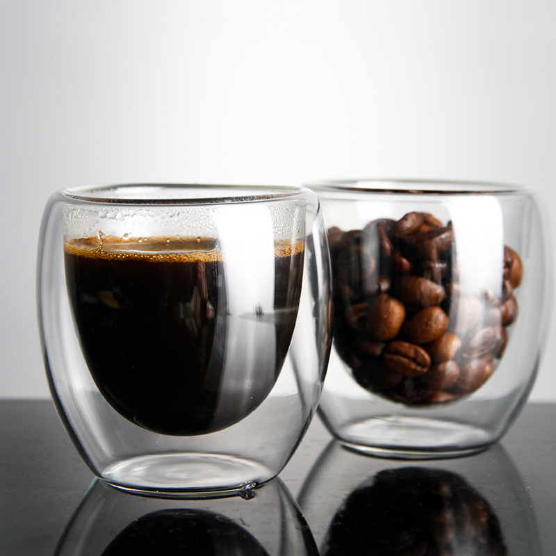 مخصص الأواني الزجاجية الصانع الجملة المصنوعة يدويا فنجان القهوة كأس الجدار الزجاجي مزدوجة