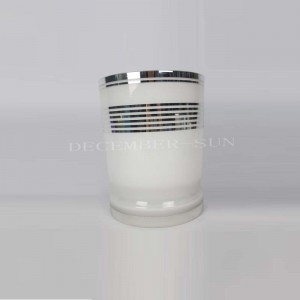 أبيض أنيق مع مجموعة الحمام الزجاج الخط الفضي