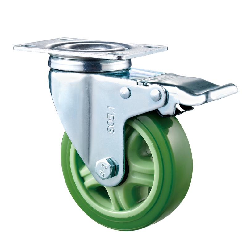 واجب متوسط ​​- هيكل مطلي بالكروم مع عجلة TPE خضراء