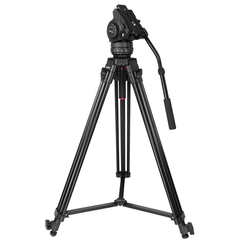 KINGJOY 3 مقاطع فيديو ترايبود VT-2100L للخدمة الشاقة المهنية مع VT-3550 لرأس التخميد السائل لكاميرا الفيديو