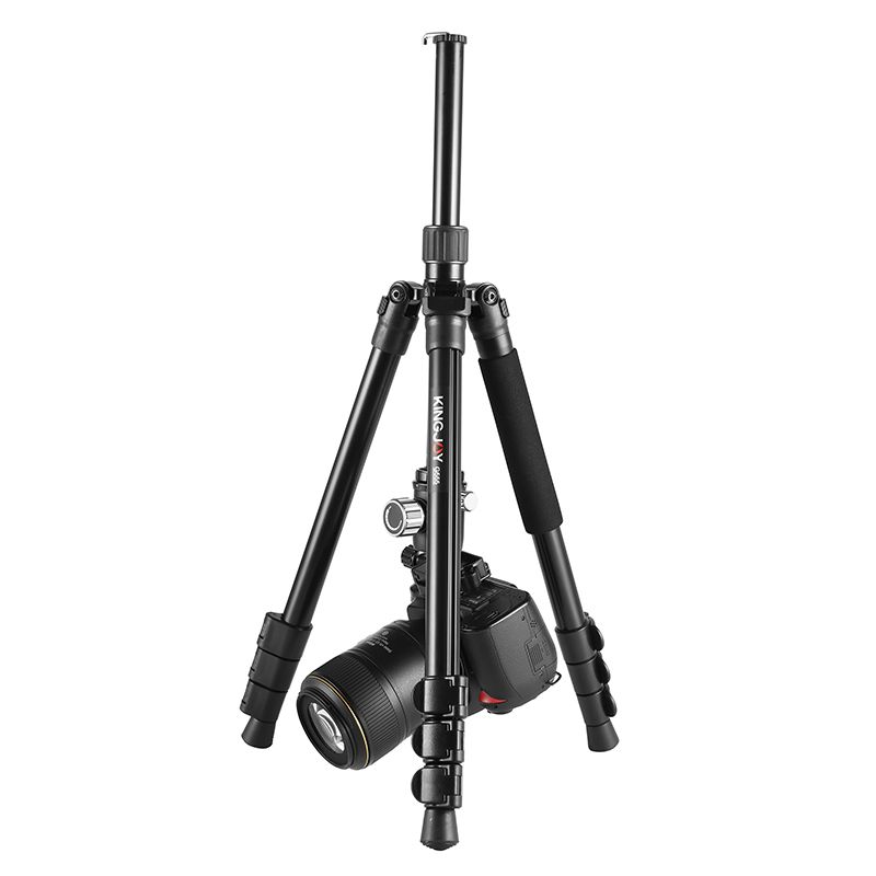 KINGJOY G555 61.5 / 156 سم كاميرا فليب لوك طقم ترايبود Monopod ، حامل ثلاثي القوائم محمول خفيف الوزن مع رأس كرة بانورامي بزاوية 360 درجة + 1/4 