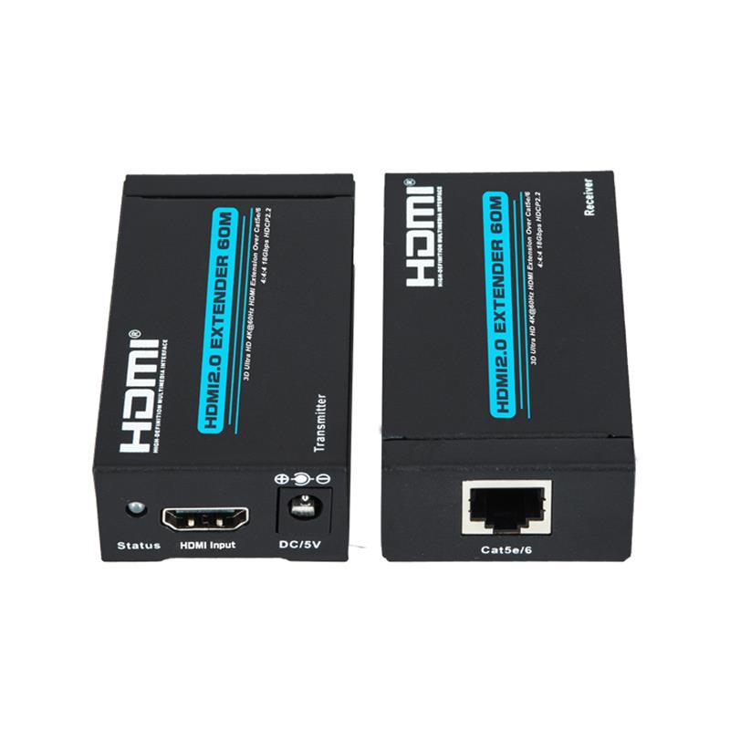 V2.0 HDMI موسع 60 متر على كابل واحد cat5e / 6 دعم Ultra HD 4Kx2K @ 60Hz HDCP2.2