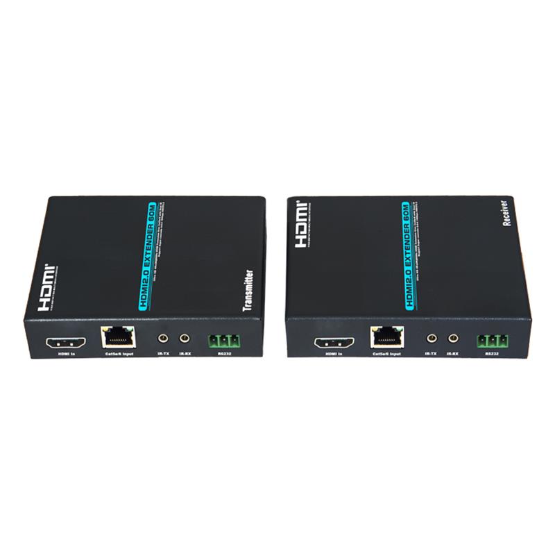 V2.0 موسع HDMI 60 متر على كابل cat5e / 6 واحد يدعم 4Kx2K @ 60Hz HDCP2.2