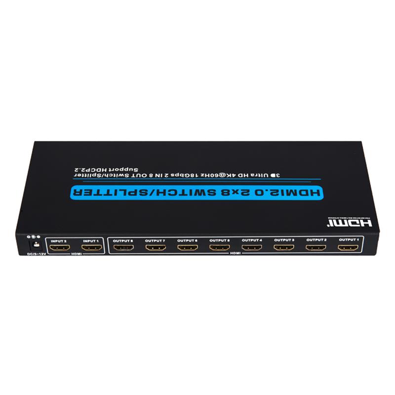 V2.0 HDMI 2x8 التبديل / الفاصل دعم 3D الترا HD 4Kx2K @ 60HZ HDCP2.2