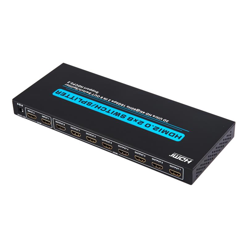 V2.0 HDMI 2x8 التبديل / الفاصل دعم 3D الترا HD 4Kx2K @ 60HZ HDCP2.2