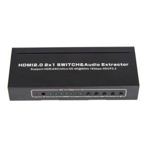 V2.0 HDMI 2x1 الجلاد و النازع الصوت دعم ARC Ultra HD 4Kx2K @ 60Hz HDCP2.2 18 جيجابت في الثانية