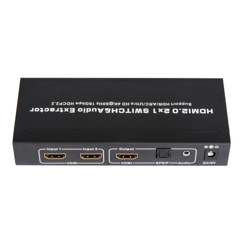 V2.0 HDMI 2x1 الجلاد و النازع الصوت دعم ARC Ultra HD 4Kx2K @ 60Hz HDCP2.2 18 جيجابت في الثانية