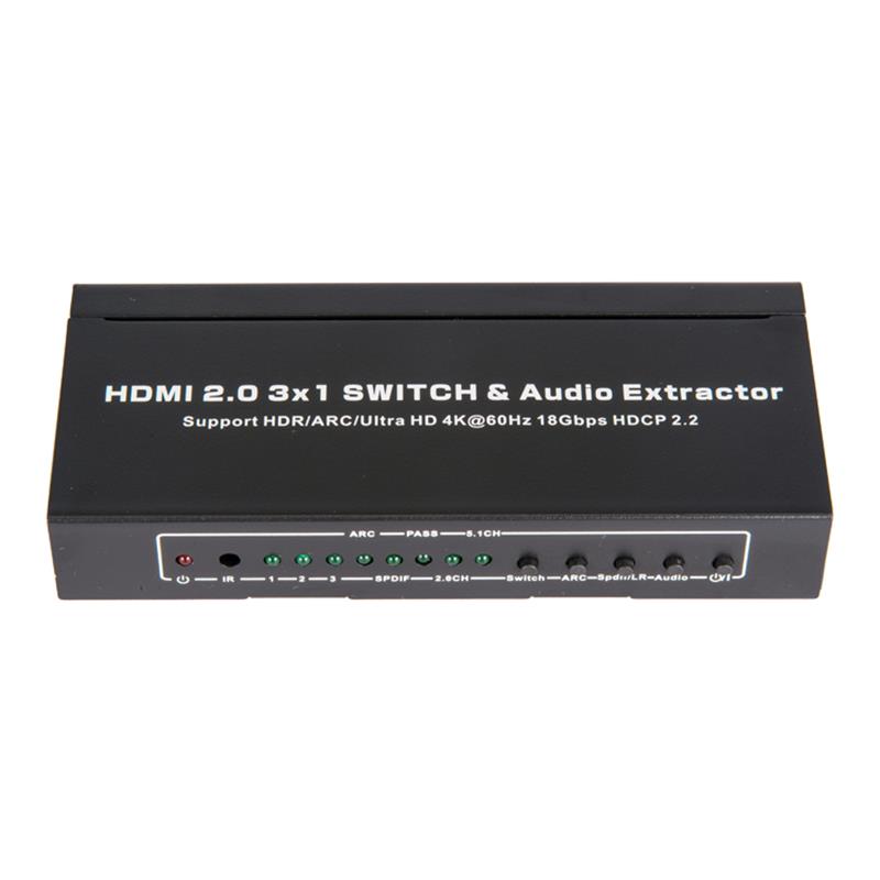 V2.0 HDMI 3x1 الجلاد و النازع الصوت دعم ARC الترا HD 4Kx2K @ 60HZ HDCP2.2 18Gbps