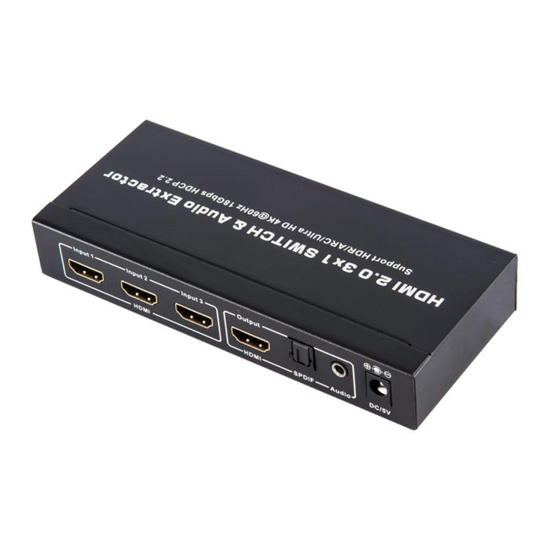 V2.0 HDMI 3x1 الجلاد و النازع الصوت دعم ARC الترا HD 4Kx2K @ 60HZ HDCP2.2 18Gbps