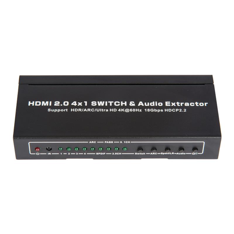 V2.0 HDMI 4X1 الجلاد و النازع الصوت دعم ARC الترا HD 4Kx2K @ 60HZ HDCP2.2 18Gbps