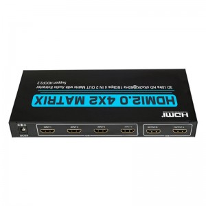 مصفوفة V2.0 HDMI 4 × 2 دعم Ultra HD 4Kx2K @ 60Hz HDCP2.2 18 جيجابت في الثانية مع مستخرج الصوت