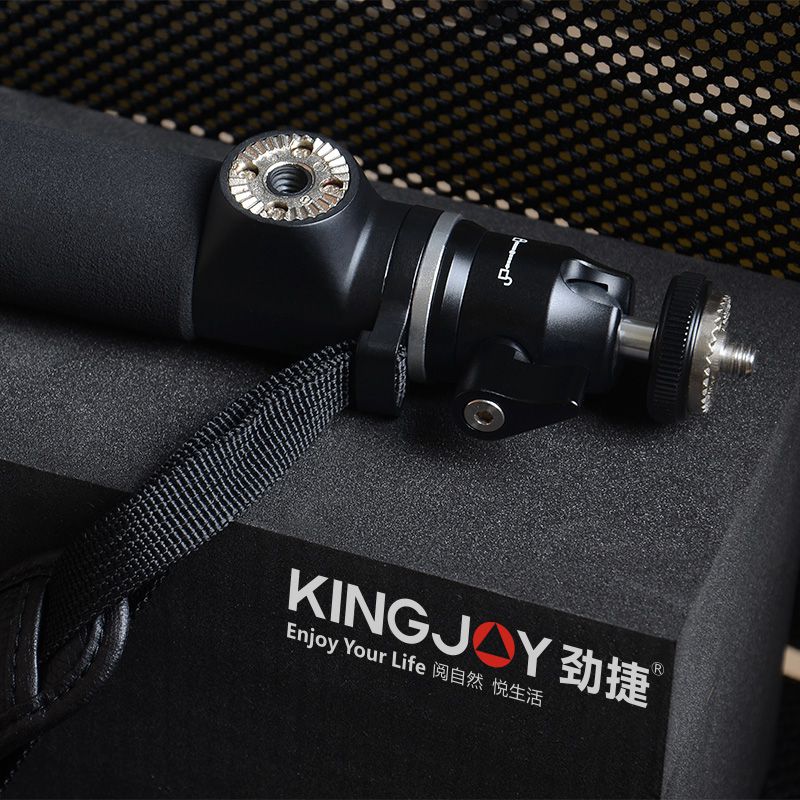 KingJOY كاميرا تمديد الألومنيوم صورة شخصية عصا H100D-63 مع 360 درجة تناوب رئيس الكرة المعدنية
