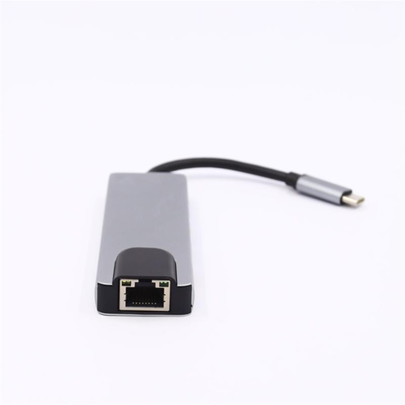 5 في 1 USB من النوع C إلى HDMI + LAN (1000M) + USB 3.0x2 + Type C Adapter