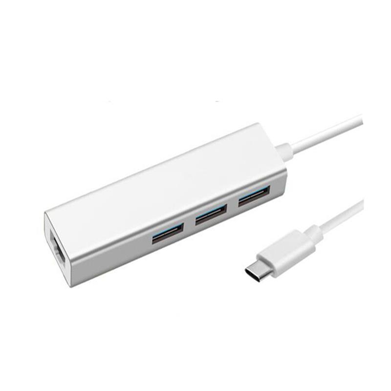 نوع USB من C إلى LAN (1000M) + محول USB 3.0x3 Hub