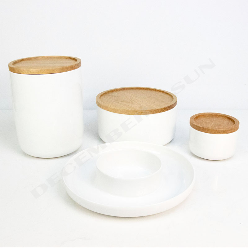 الجملة السيراميك المطبخ مع غطاء خشبي الملحقات