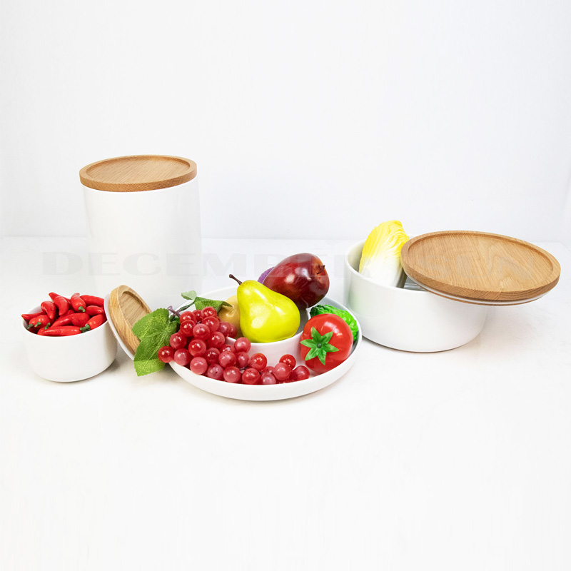 الجملة السيراميك المطبخ مع غطاء خشبي الملحقات