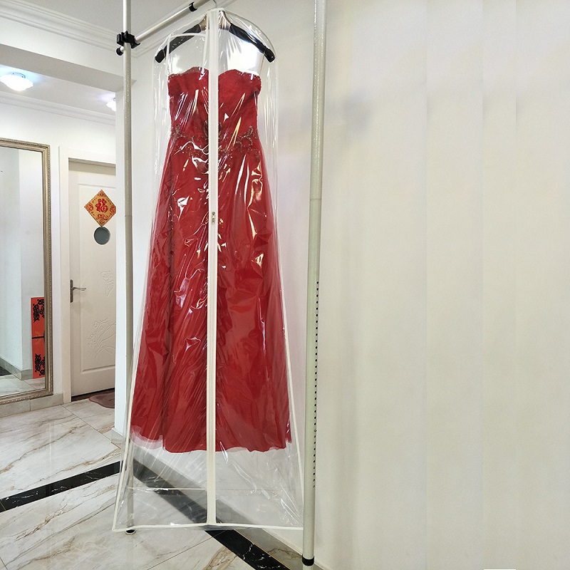 SGW06 واضح PVC طويل ثوب الزفاف غطاء ثوب الزفاف حقيبة الملابس
