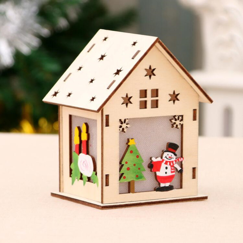 منزل خشبي مع أضواء led للبيع بالجملة عيد الميلاد الحرفية