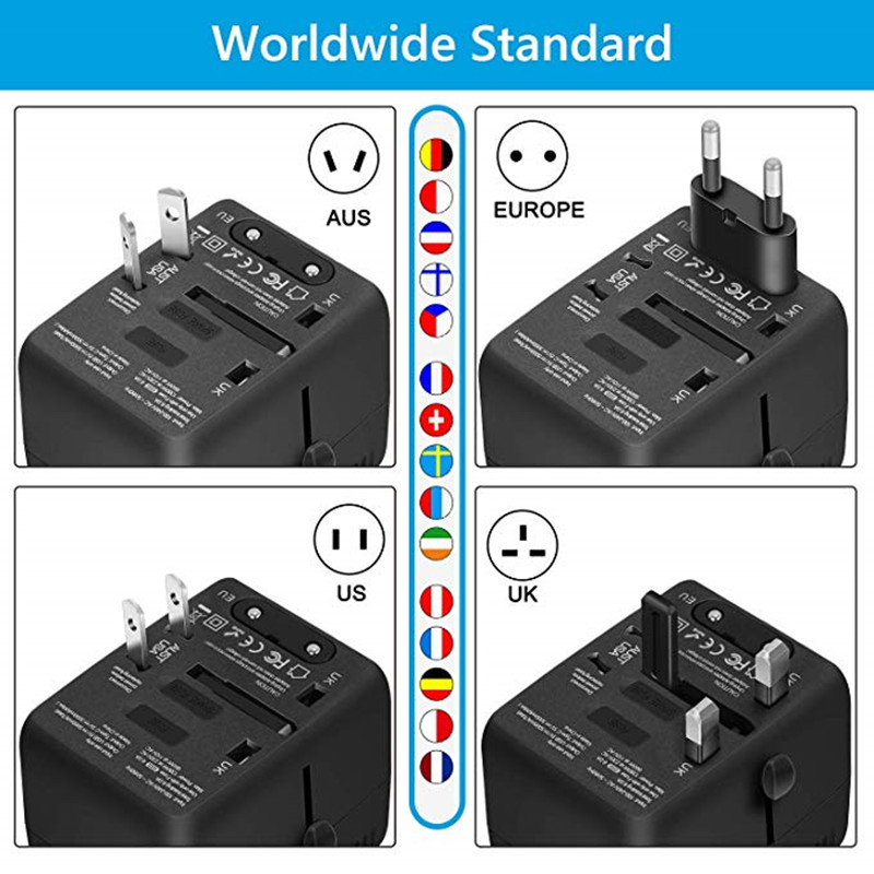 rrtravel العالمي محول ، محول الطاقة الدولية المتكاملة ، مع 3-usb-1-c ميناء الشحن ، محول المكونات الأوروبية ، محول التيار المتردد ، أوروبا ، الولايات المتحدة الأمريكية ، المملكة المتحدة الأمريكية