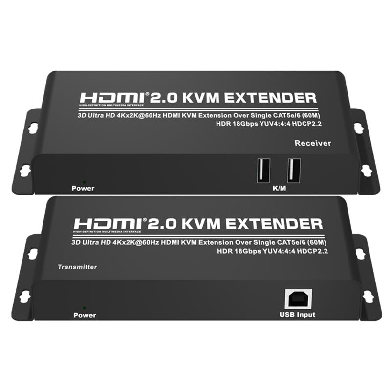 HDMI 2.0 KVM Extender 60m over Single CAT5e / 6 Support Ultra HD 4Kx2K @ 60Hz HDCP2.2