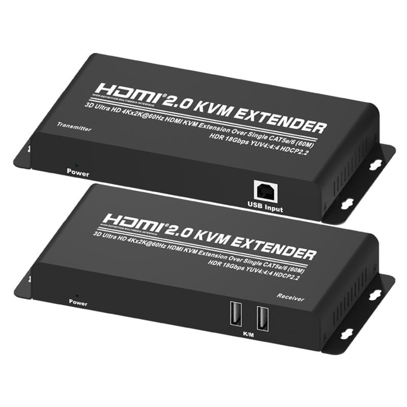 HDMI 2.0 KVM Extender 60m over Single CAT5e / 6 Support Ultra HD 4Kx2K @ 60Hz HDCP2.2