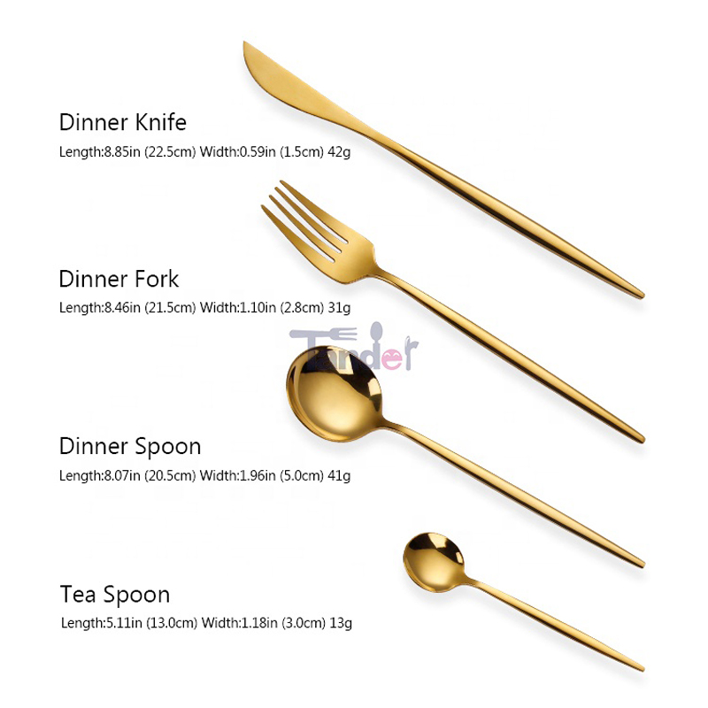 طقم سكاكين مائدة من الستانلس ستيل باللون الذهبي والكوري من الذهب والنحاس ، 24 قطعة ، هدية