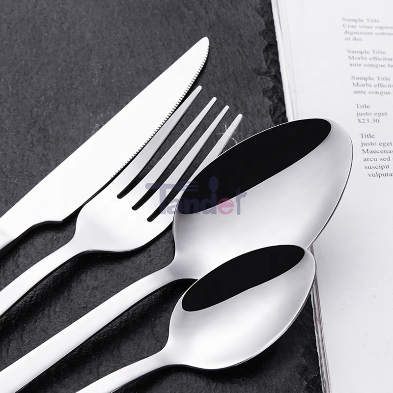 مجموعة أدوات فضية لمطعم أدوات المائدة الصلب القابل لإعادة الاستخدام