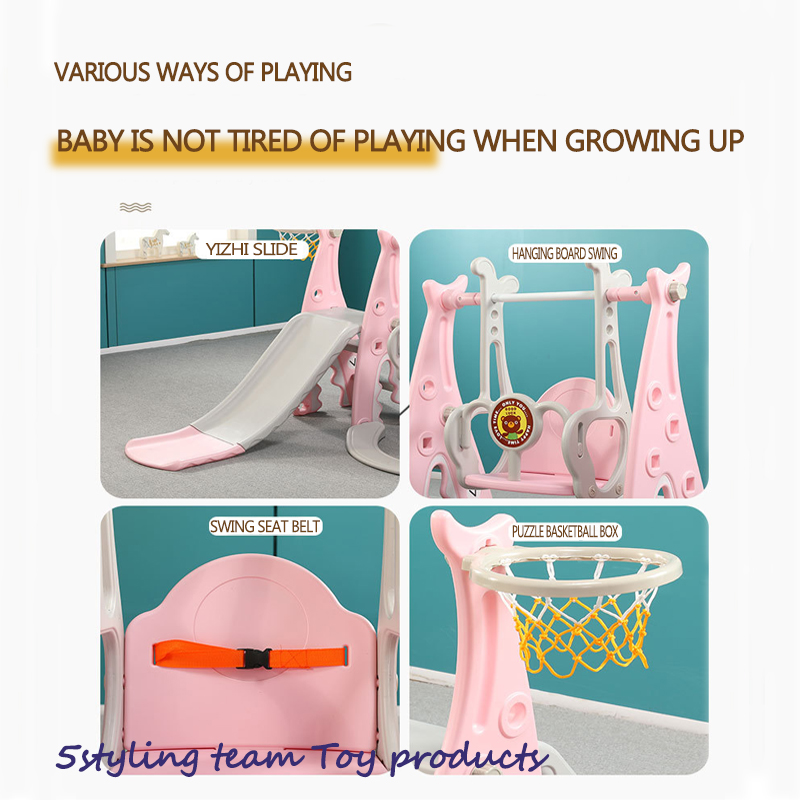 مزيج الشرائح والتأرجح للأطفال متنزه داخلي صغير ثلاثة في واحد سماكة شريحة الأطفال في رياض الأطفال