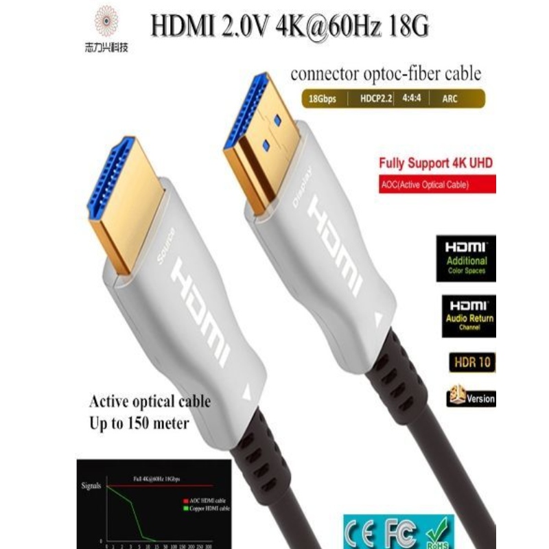 كابل HDMI عالي السرعة 60M \/ 197ft 2.0v 18G 4K @ 60hz 3D ACR الصوت والفيديو ، HDMI AOC