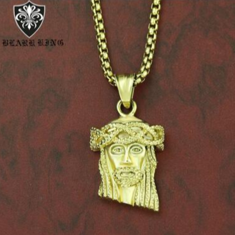 الرجعية والمجوهرات الرجعية الأوروبية والأمريكية شخصية يسوع صورة الفولاذ المقاوم للصدأ 18K الذهب قلادة رجالي الرجعية يسوع صورة قلادة