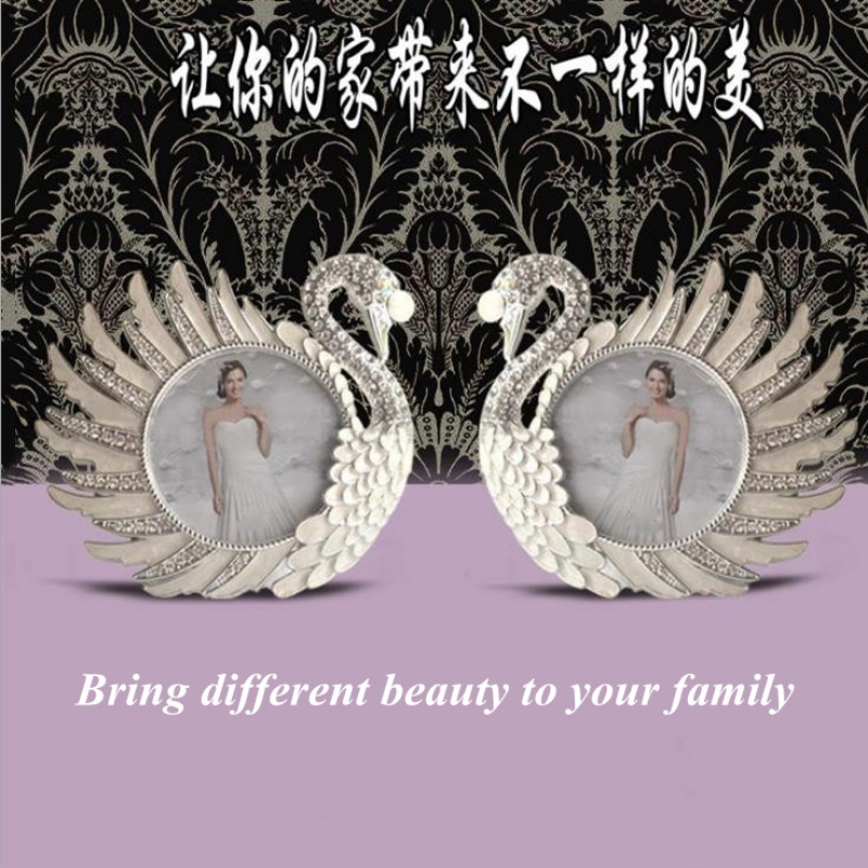 الصين الحديثة مرحلة الإبداعية إطارات الصور المعدنية الفضة الإبداعية والعملية سوان ديكور غرفة نوم إطارات الصور يمكن أن تكون مخصصة