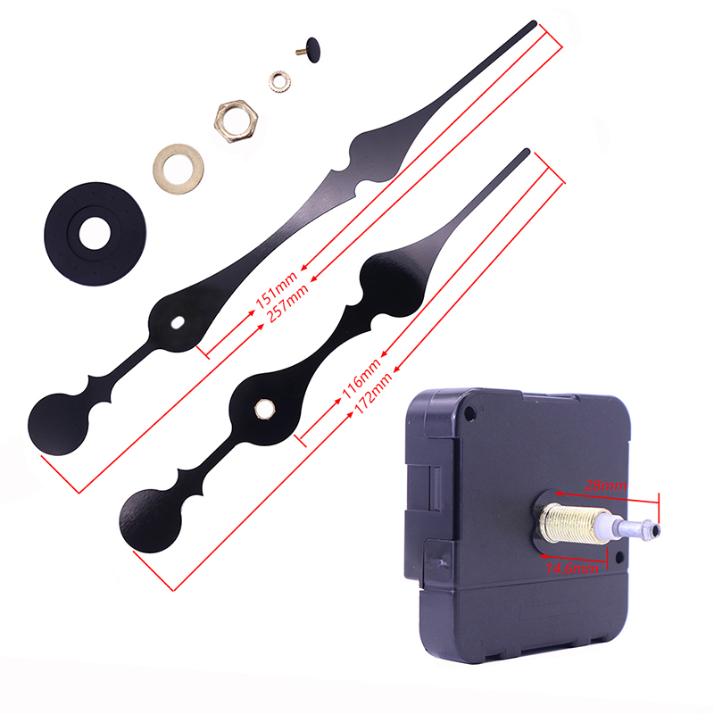 HR1688 23mm حركة ساعة كوارتز سوداء وعقارب ساعة كبيرة