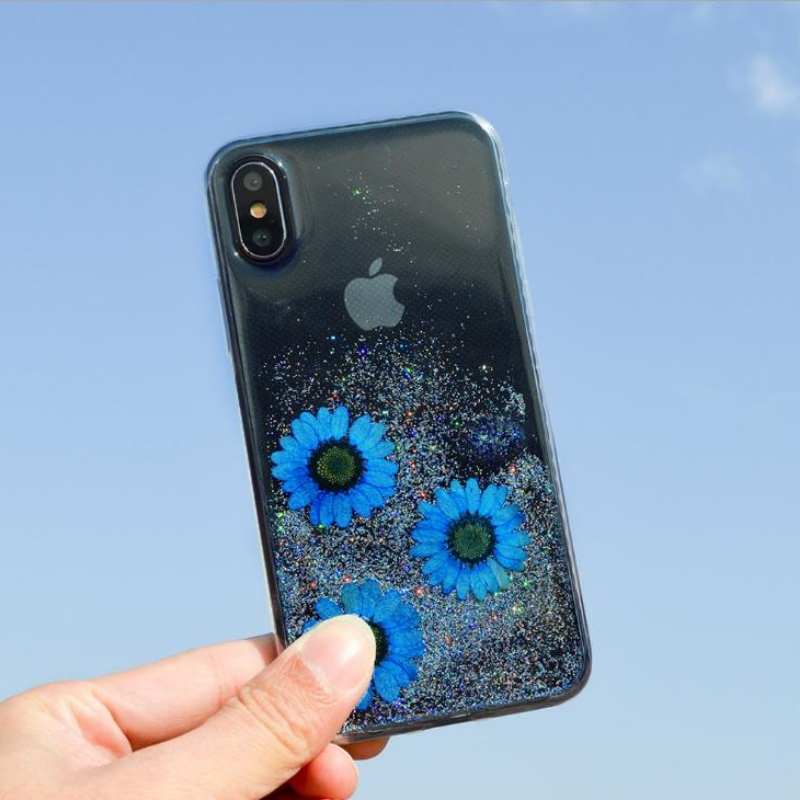 مصنع مخصص الأزياء التفاح iPhoneX خاص حقيقي زهرة جافة النقش زهرة صغيرة جديدة قطرة الهاتف القضية