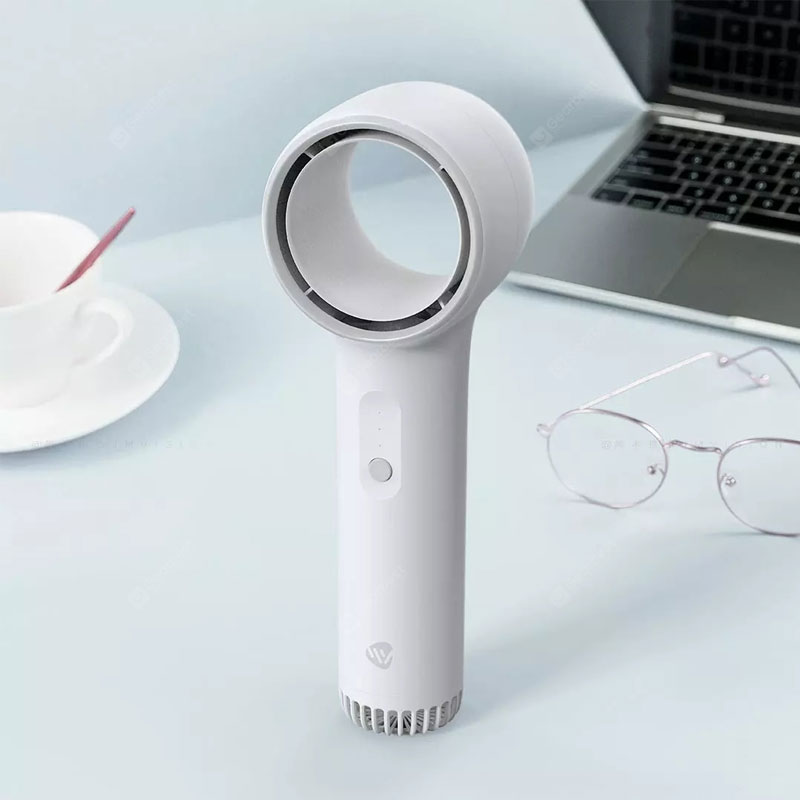 Juntaitong MiNi Hand Bladeless Fan Bladeless Safety Wind Wind قوية منخفضة الضوضاء الجميلة والمحمولة ريشة سيارة السفر استخدام المراوح - أبيض