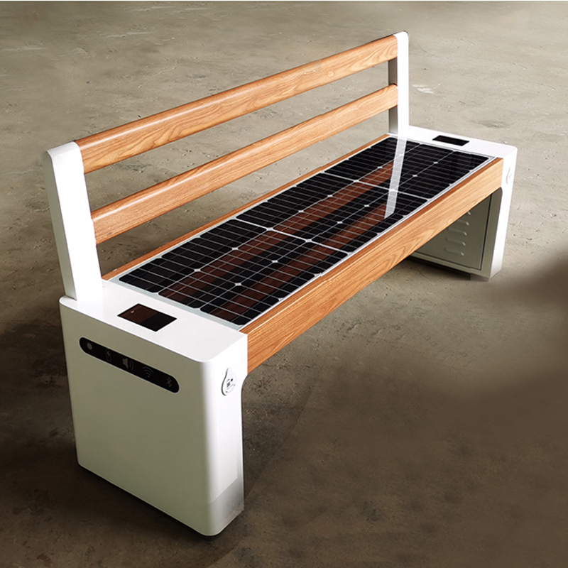 كبير شكل الخشب الصلب المجلفن WPC صوت ذكي للطاقة الشمسية مقعد