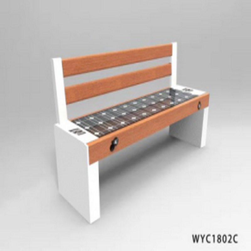 كبير شكل الخشب الصلب المجلفن WPC صوت ذكي للطاقة الشمسية مقعد